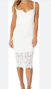 BARDOT CLEO MIDI LACE DRESS WHTE SIZE 8