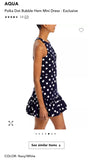 AQUA POLKA DOT DROP WAIST BUBBLE HEM RACER BACK NAVY BLUE WHITE DRESS SIZE MEDIUM