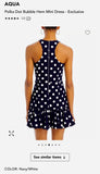 AQUA POLKA DOT DROP WAIST BUBBLE HEM RACER BACK NAVY BLUE WHITE DRESS SIZE MEDIUM