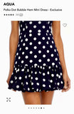 AQUA POLKA DOT DROP WAIST BUBBLE HEM RACER BACK NAVY BLUE WHITE DRESS SIZE MEDIUM