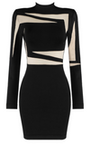 BLACK MESH CUT OUT BANDAGE DRESS