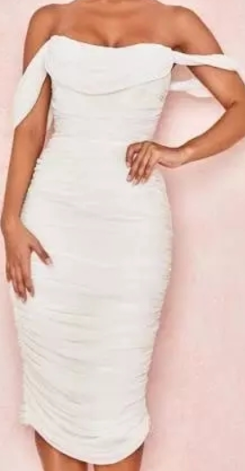 ELEGANT WHITE MESH BODYCON DRESS