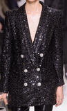 BLACK SEQUIN BLAZER DRESS