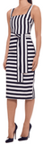 BLACK & WHITE STRIPE SQUARE NECK BODYCON DRESS