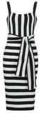 BLACK & WHITE STRIPE SQUARE NECK BODYCON DRESS