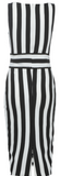 BLACK & WHITE STRIPE SQUARE NECK BODYCON DRESS