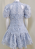 POWDER BLUE LACE KEYHOLE DRESS