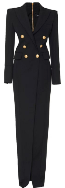 BLACK LONG BLAZER GOWN