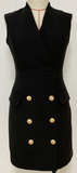 BLACK SLEEVELESS DOUBLE BREASTED BLAZER DRESS