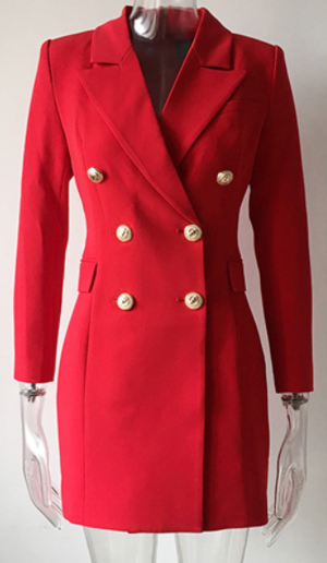 RED LONG SLEEVE BLAZER DRESS