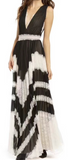 BLACK & WHITE LACE PLEATED MAXI DRESS