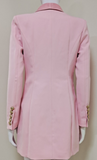 PINK HIGH SHINE COLLAR BLAZER DRESS