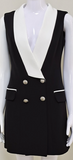 BLACK & WHITE COLLAR SLEEVELESS BLAZER DRESS