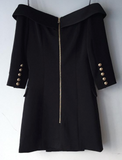 BLACK OFF SHOULDER BLAZER DRESS