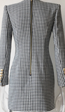 BLACK & WHITE HOUNDSTOOTH BLAZER DRESS