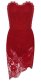 RED STRAPLESS LACE SEE THROUGH BOTTOM DRESS