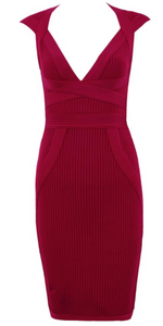 RED WINE MIDI BANDAGE DRESS