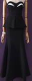 BLACK STRAPLESS PEPLUM WAIST GOWN