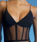 BLACK SPAGHETTI STRAP MESH TOP