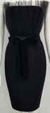 BLACK STRAPLESS MESH CHEST BOW WAIST BANDAGE DRESS