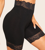 BLACK LACE TRIM BIKE SHORTS