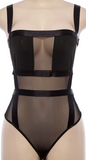 BLACK SQUARE PANEL BREAST SHEER BODYSUIT