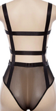 BLACK SQUARE PANEL BREAST SHEER BODYSUIT