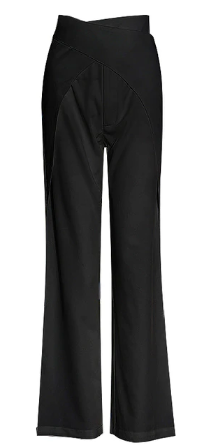 BLACK LOOSE FIT WRAP AROUND WAIST PANTS