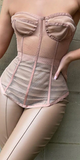 PRETTY STRAPLESS SHEER LACE UNDER WIRE BUSTIER CORSET