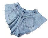 BLUE DENIM HIGH FLARE SHORTS