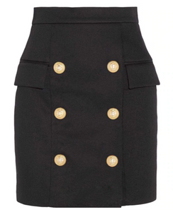 BUTTON EMBELLISHED HIGH RISE FIT SKIRT