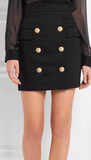 BUTTON EMBELLISHED HIGH RISE FIT SKIRT