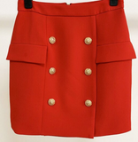 BUTTON EMBELLISHED HIGH RISE FIT SKIRT