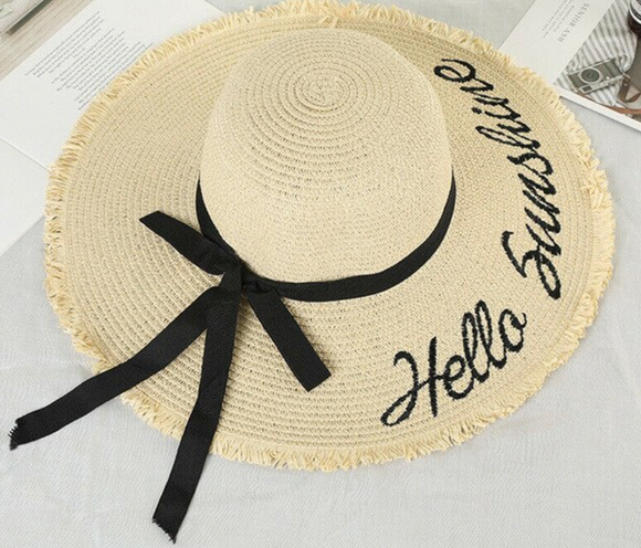 HELLO SUNSHINESTRAW BEACH SUN HAT