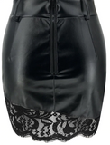 BLACK FAUX LEATHER & LACE HIGH WAIST SKIRT