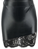 BLACK FAUX LEATHER & LACE HIGH WAIST SKIRT