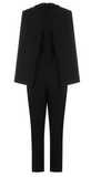 BLACK SLIM FIT CAPE JUMPSUIT