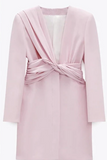 PINK FRONT TWIST KNOT MINI BLAZER DRESS