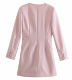 PINK FRONT TWIST KNOT MINI BLAZER DRESS