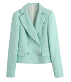 SEA GREEN TWEED BLAZER AND SHORT 2 PIECE SET