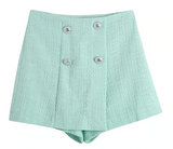 SEA GREEN TWEED BLAZER AND SHORT 2 PIECE SET