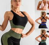 SEAMLESS HIGH WAIST LEGGING, PUSH UP SPORTS BRA & CROPPED ZIP JACKET 3 PIECE FITNESS SET