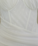 WHITE ONE SHOULDER RUCHED MINI DRESS